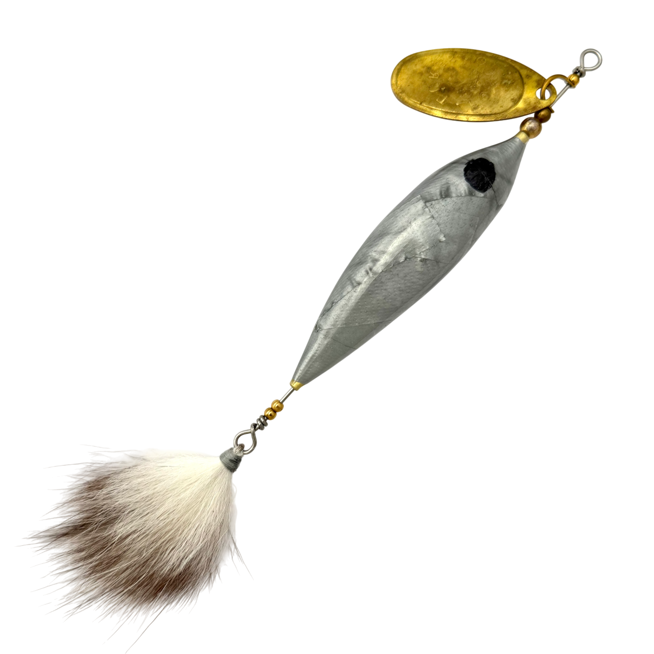 Red Green Hard Carved Minnow Spinner